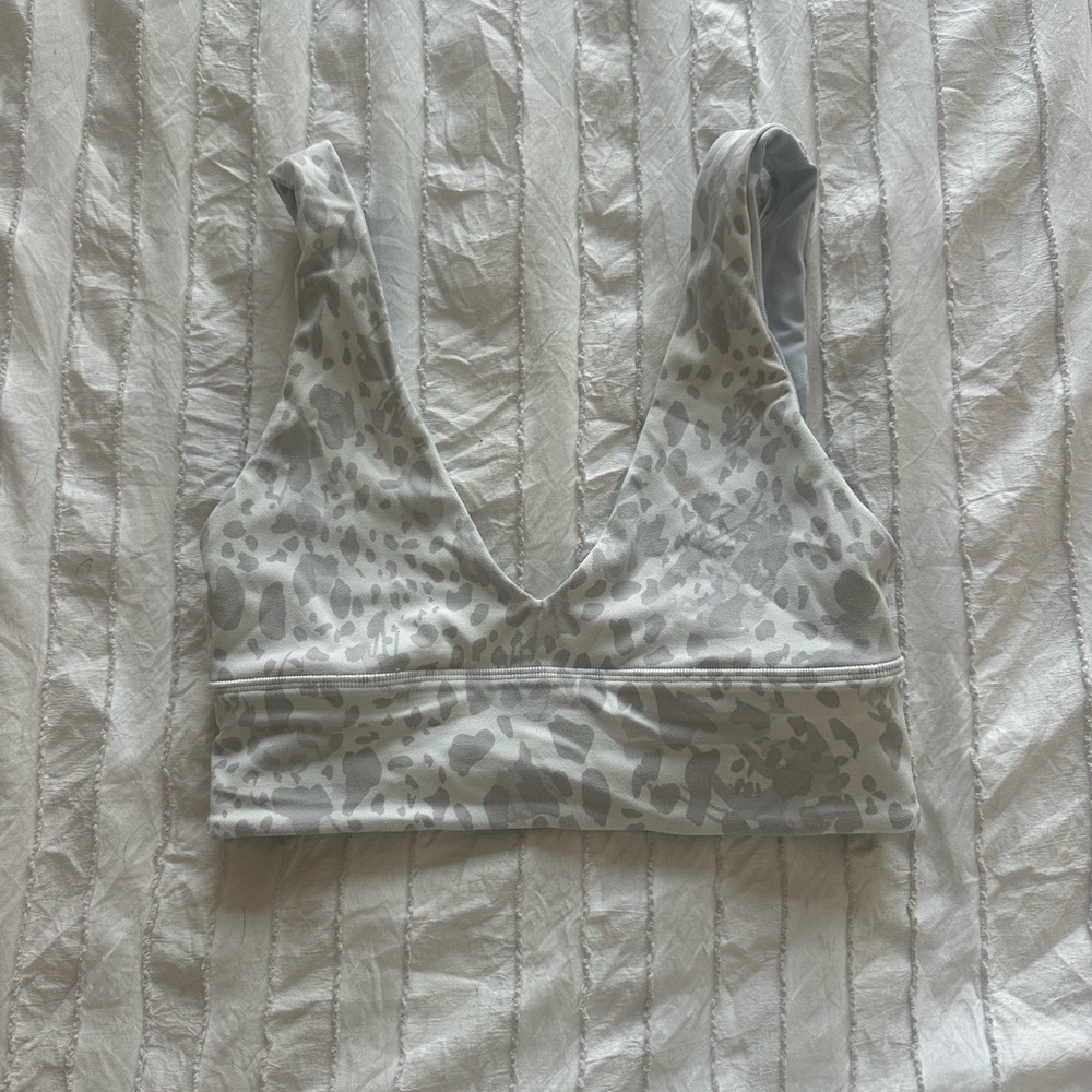 White leopard lululemon v-neck aline bra